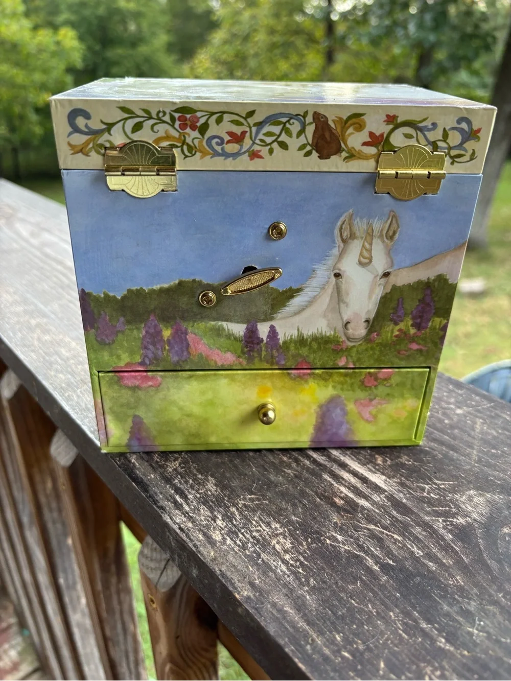 Enchantmints Unicorn Musical Jewelry Box BI202 The Unicorn 2009 Mirror Drawers